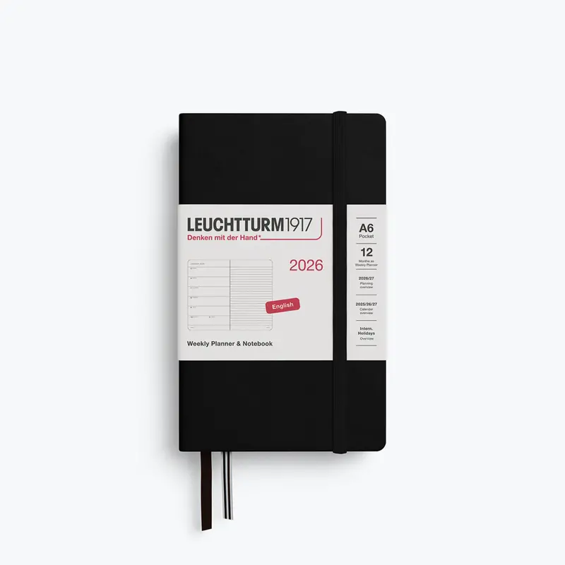 Leuchtturm1917 - 2026 Diary - Weekly Notebook - A6 - Black (Hard) 1