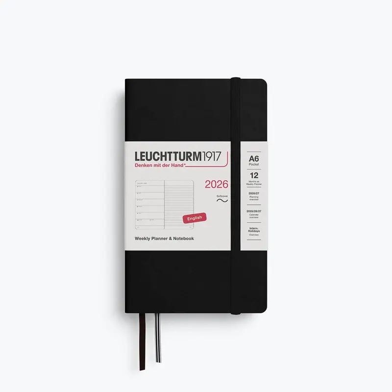 Leuchtturm1917 - 2026 Diary - Weekly Notebook - A6 - Black (Soft) 1