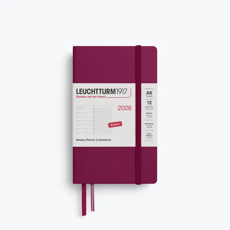 Leuchtturm1917 - 2026 Diary - Weekly Notebook - A6 - Port Red (Hard) 1