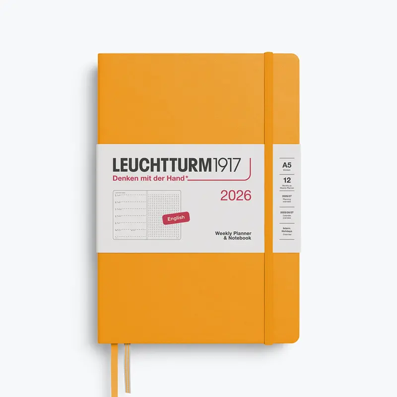 Leuchtturm1917 - 2026 Diary - Weekly Notebook - Dotted - A5 - Rising Sun 1