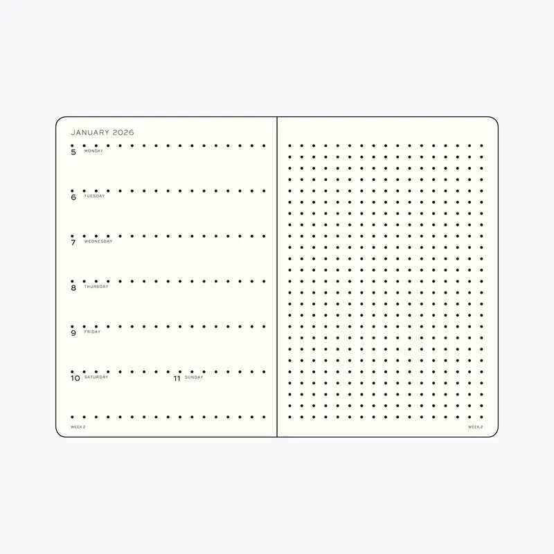 Leuchtturm1917 - 2026 Diary - Weekly Notebook - Dotted - A5 - Rising Sun 2