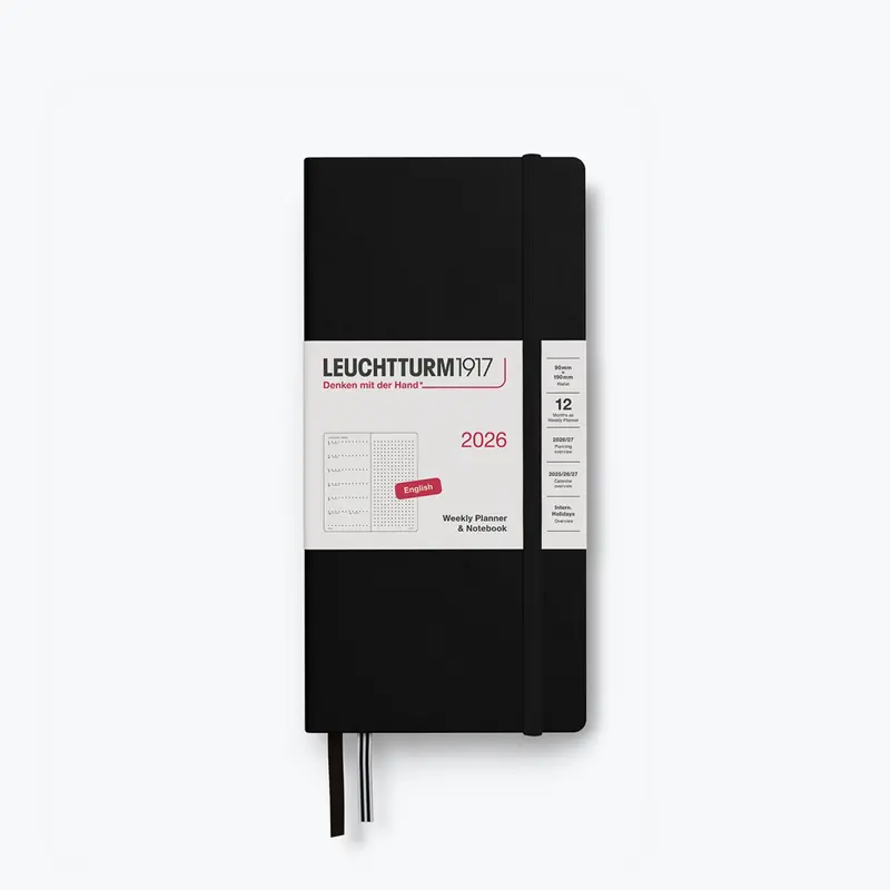 Leuchtturm1917 - 2026 Diary - Weekly Notebook - Dotted - Wallet - Black 1