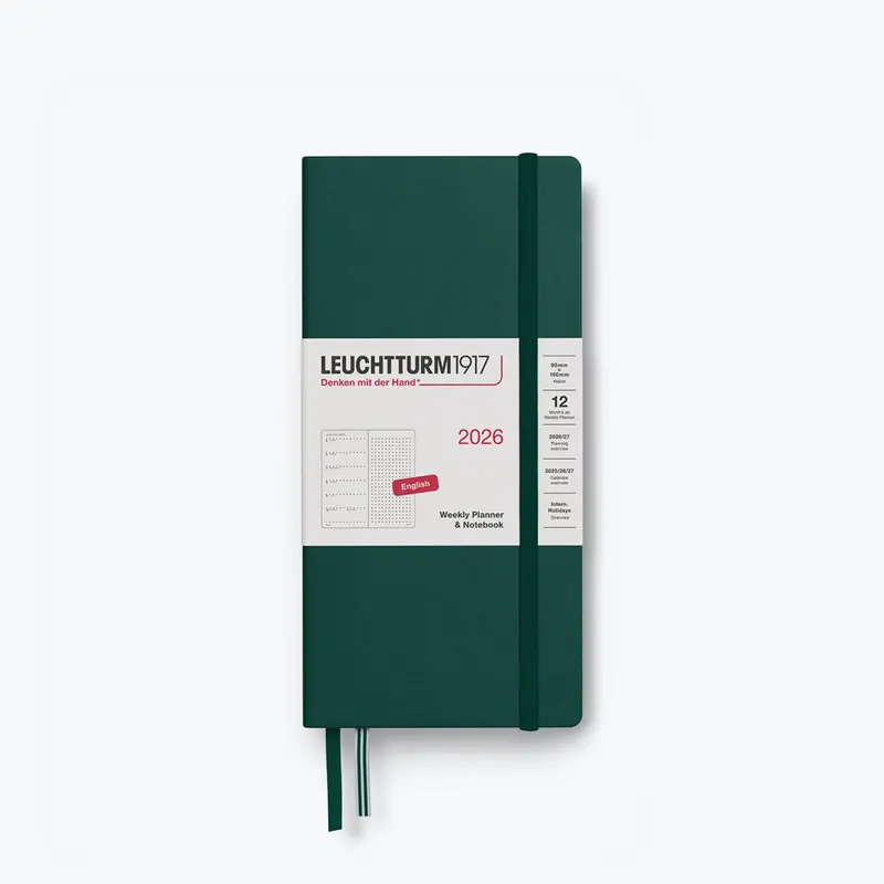 Leuchtturm1917 - 2026 Diary - Weekly Notebook - Dotted - Wallet - Forest Green 1