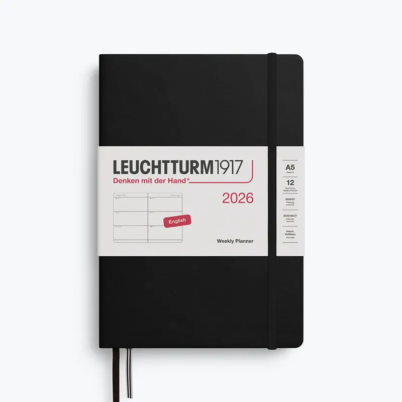 Leuchtturm1917 - 2026 Diary - Weekly Planner - A5 - Black (Hard) 1
