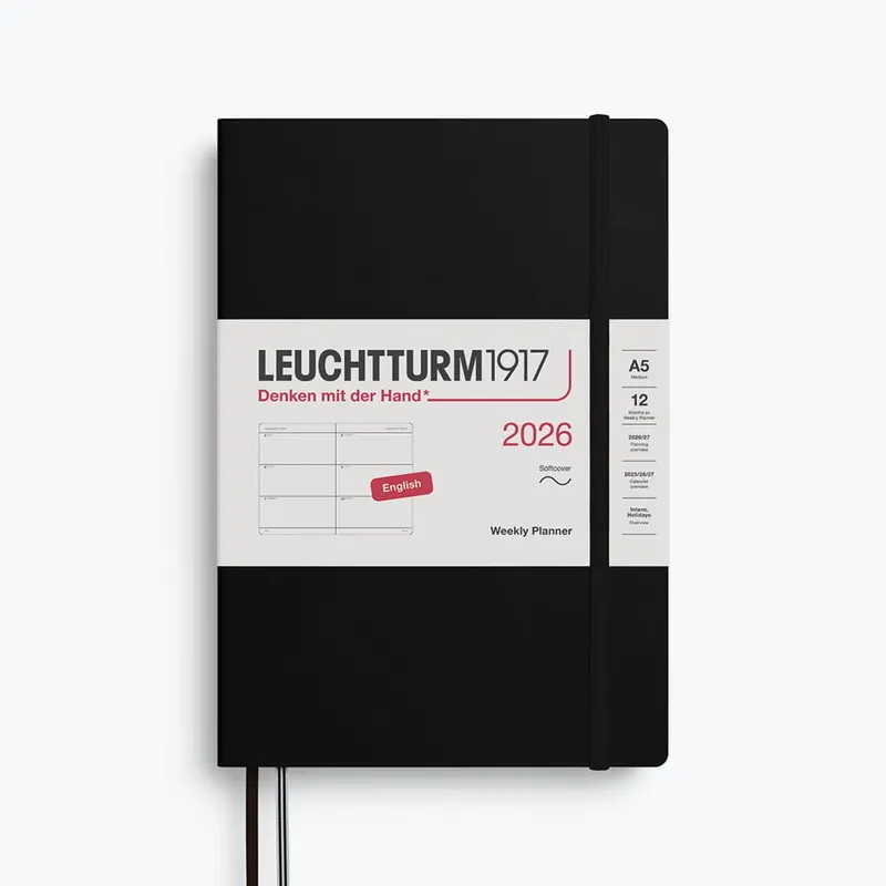 Leuchtturm1917 - 2026 Diary - Weekly Planner - A5 - Black (Soft) 1