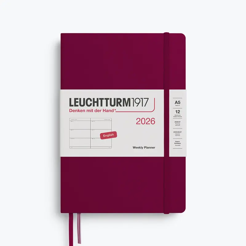 Leuchtturm1917 - 2026 Diary - Weekly Planner - A5 - Port Red (Hard) 1