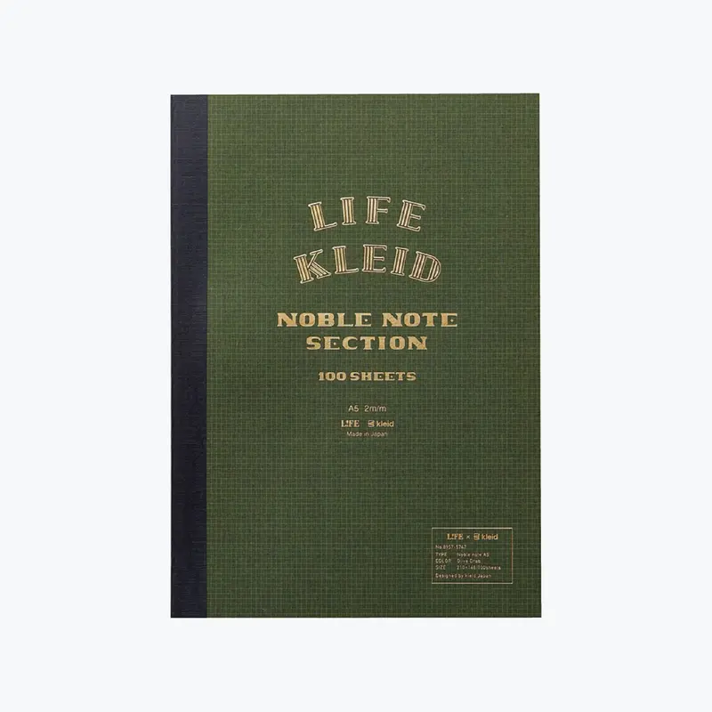 Life X Kleid - Notebook - Noble Note 2Mm Grid - A5 - Olive Drab 1
