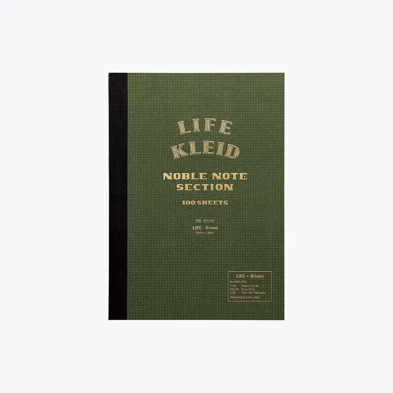 Life X Kleid - Notebook - Noble Note 2Mm Grid - B6 - Olive Drab 1