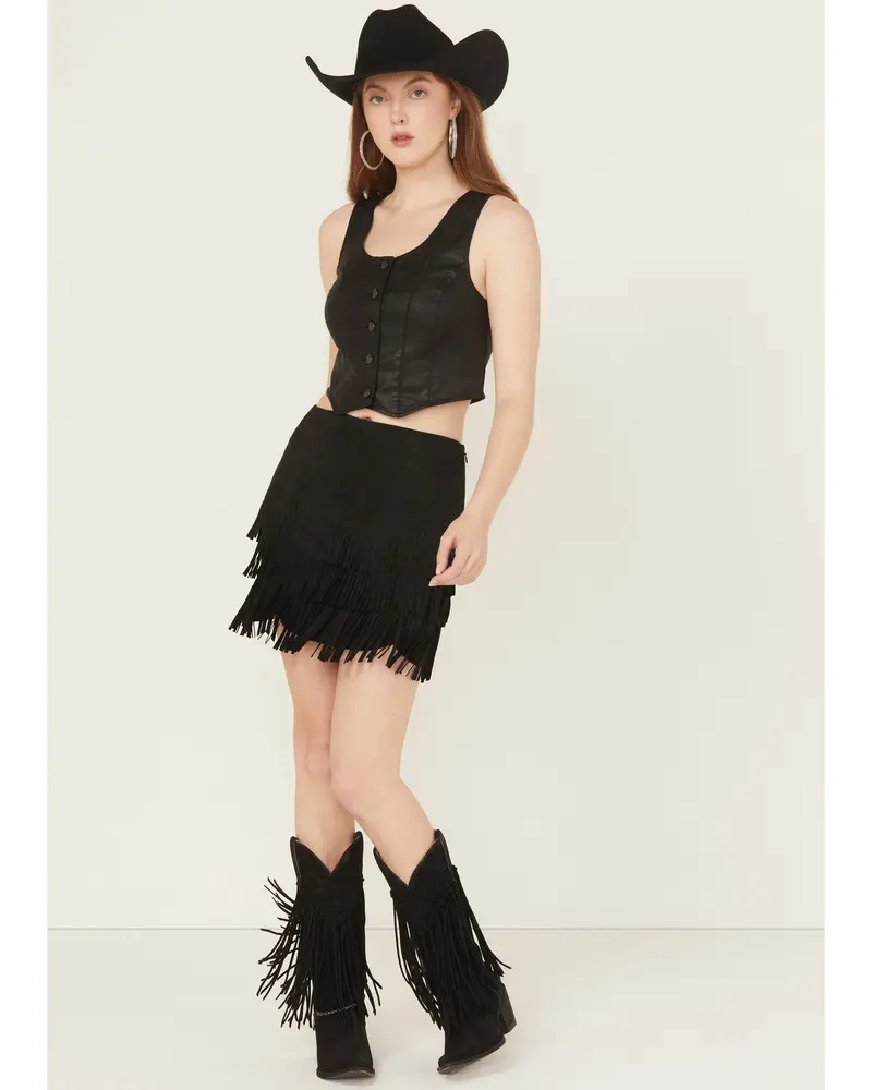 Lindale Faux Suede Fringe Mini Skirt 1
