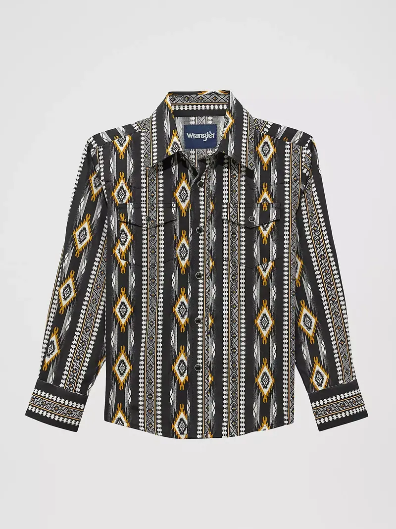 Little Boy's Wrangler Checotah Long Sleeve Western Snap Shirt - 112374315 1