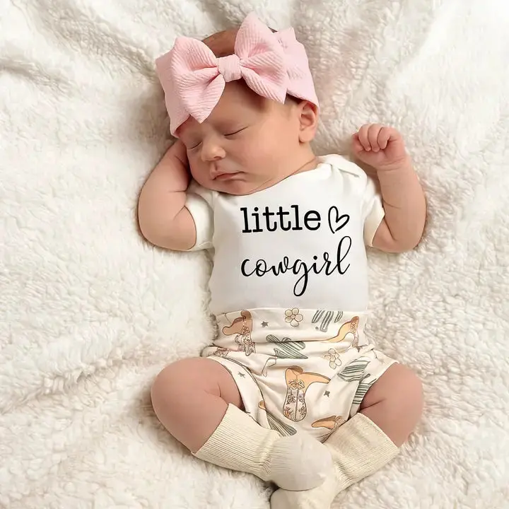 Little Cowgirl Baby Girl Bummies Outfit 1