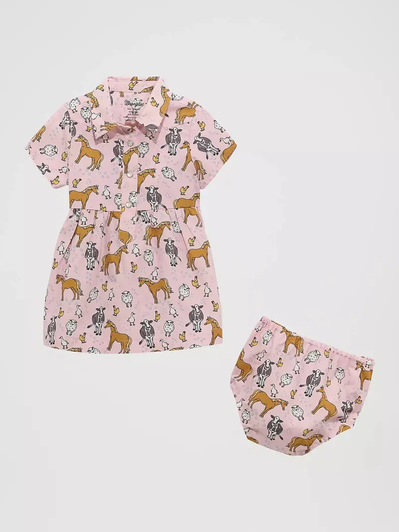 Little Girl's Printed Western Snap Dress 1