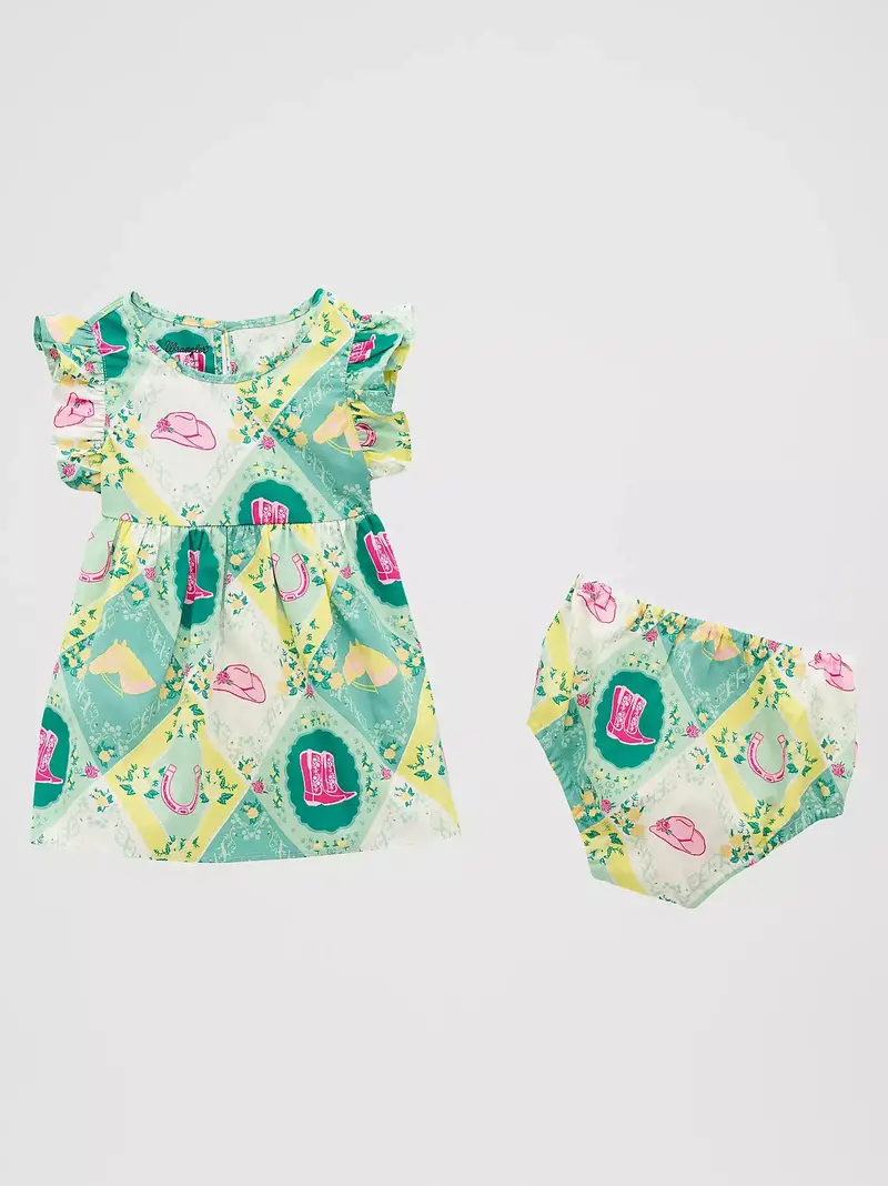 Little Girl's Wrangler Ruffle Sleeve Print Dress - 112379471 1