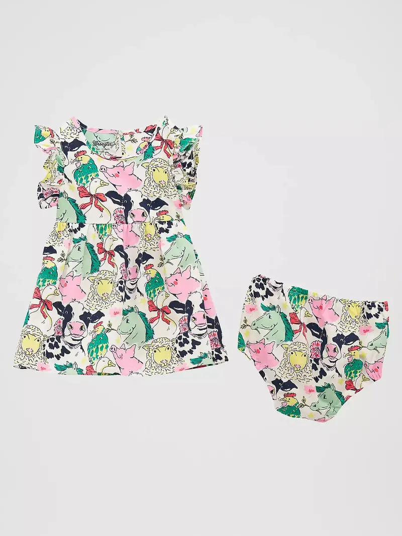 Little Girl's Wrangler Ruffle Sleeve Print Dress - 112379596 1