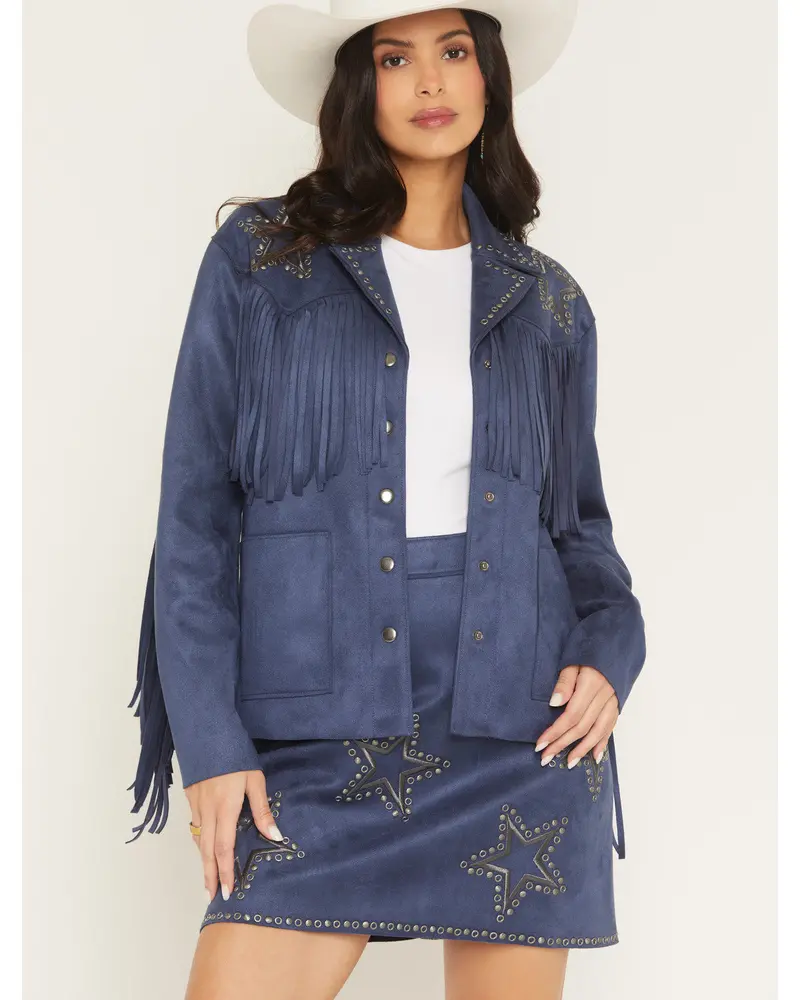 Lonestar Fringe And Studded Faux Suede Jacket 1