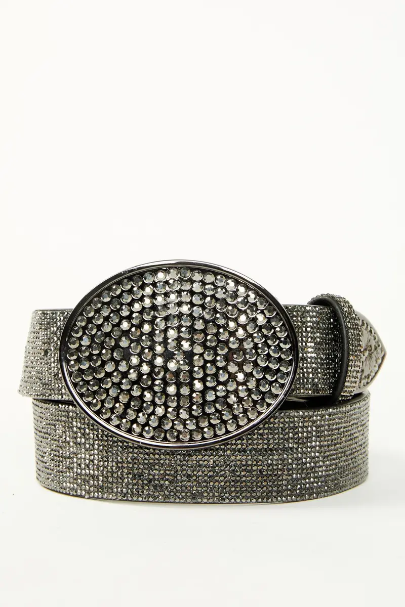 Lovell Black Rhinestone Oval Buckle Belt 1