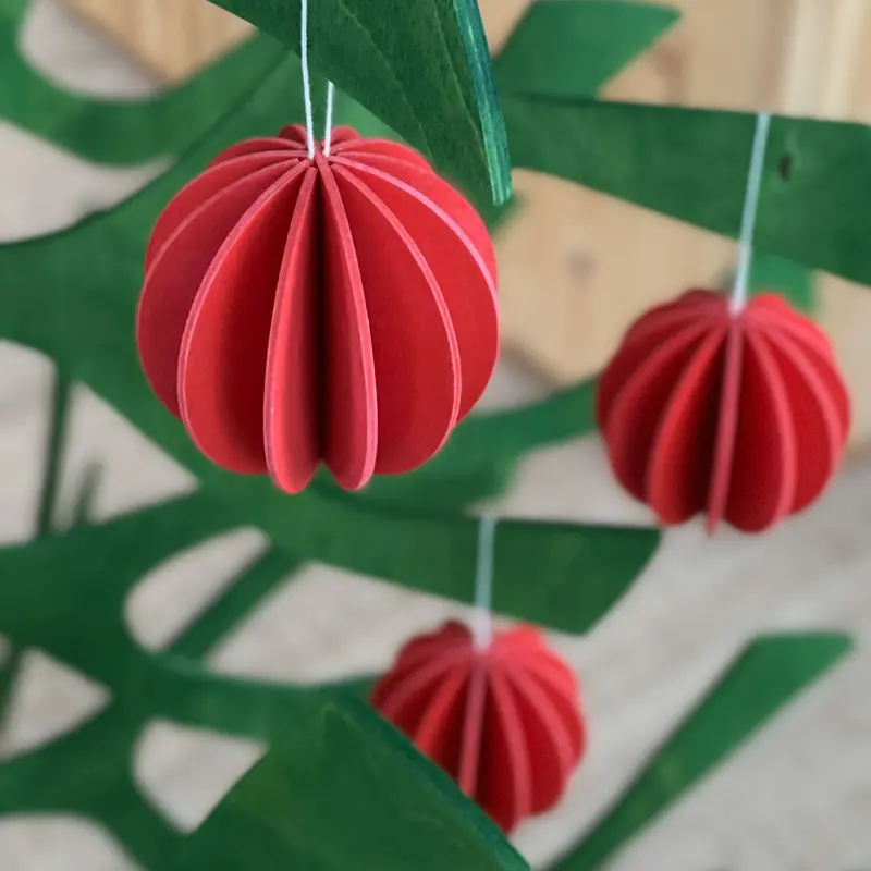 Lovi - Ornament - Baubles - 4Cm - Dark Red (Pack Of 6) 2