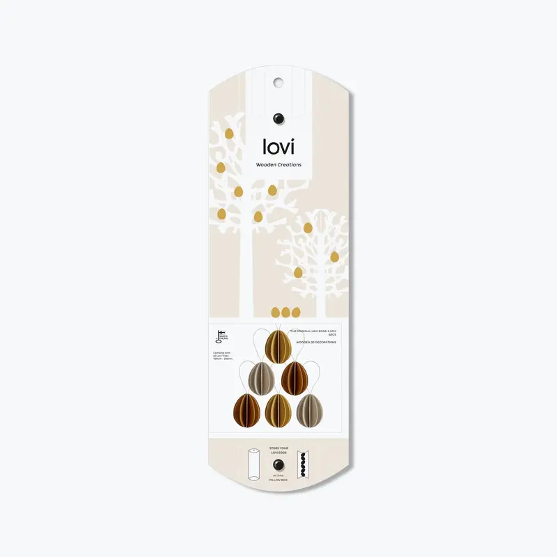 Lovi - Ornament - Eggs (Pillow Box) - 4.5Cm - Golden Mix (Pack Of 6) 1
