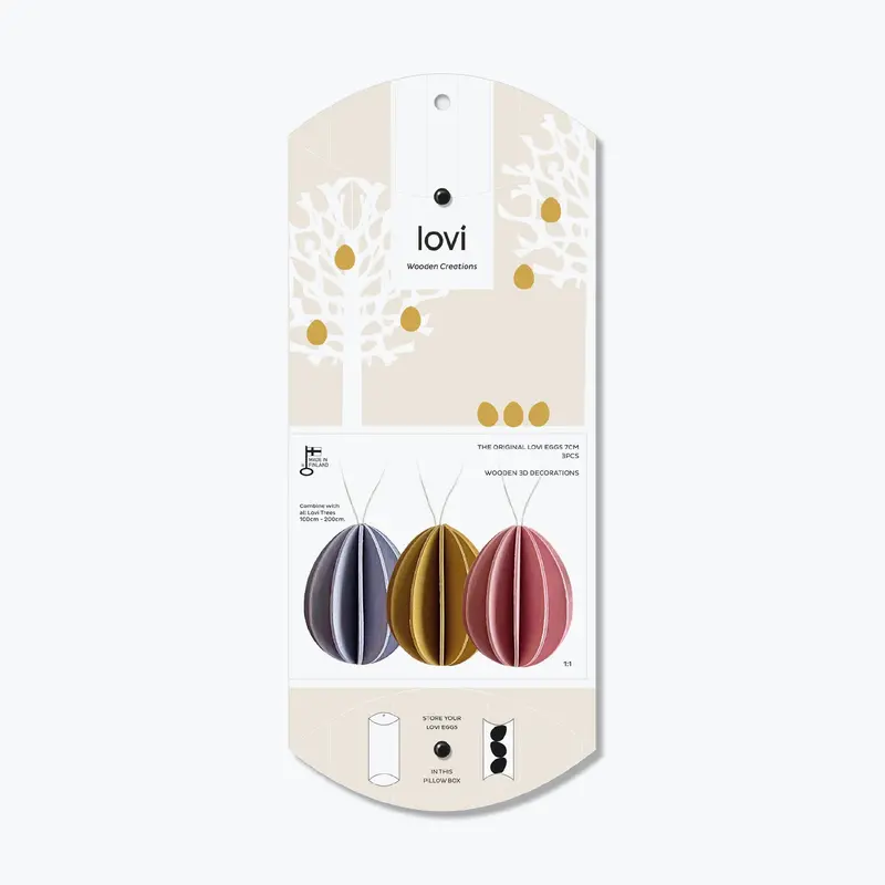 Lovi - Ornament - Eggs (Pillow Box) - 7Cm - Colour Mix (Pack Of 3) 1