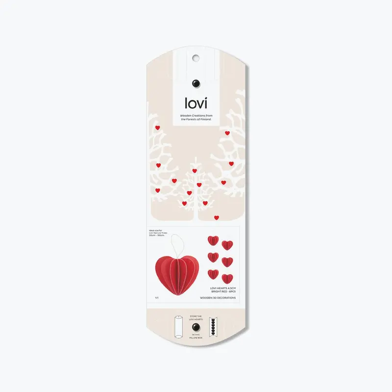 Lovi - Ornament - Heart (Pillow Box) - 4.5Cm - Bright Red (Pack Of 6) 1