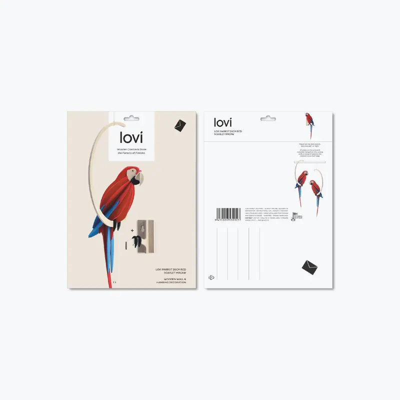 Lovi - Ornament - Parrot - 26Cm - Scarlet Macaw 1