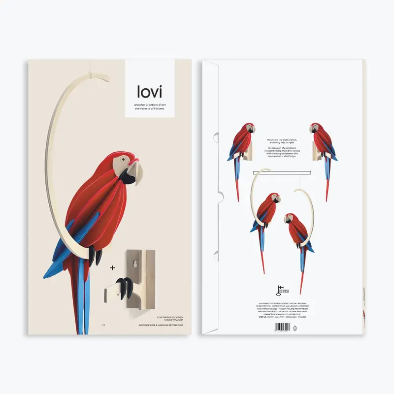 Lovi - Ornament - Parrot - 50Cm - Scarlet Macaw 1