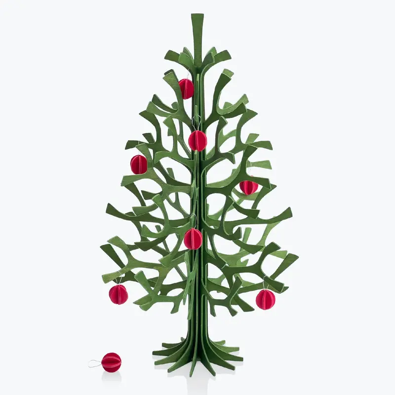 Lovi - Ornament - Spruce Tree - 30Cm - Forest Green (Bright Red Minibaubles) 1