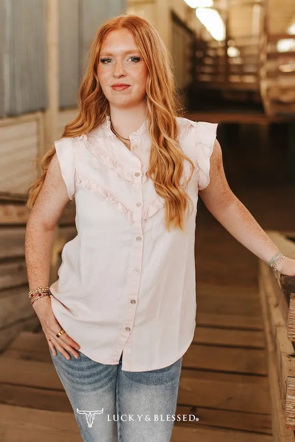 Lucky & Blessed Concho Button Down Ruffle Vintage Shirt - To1257 1