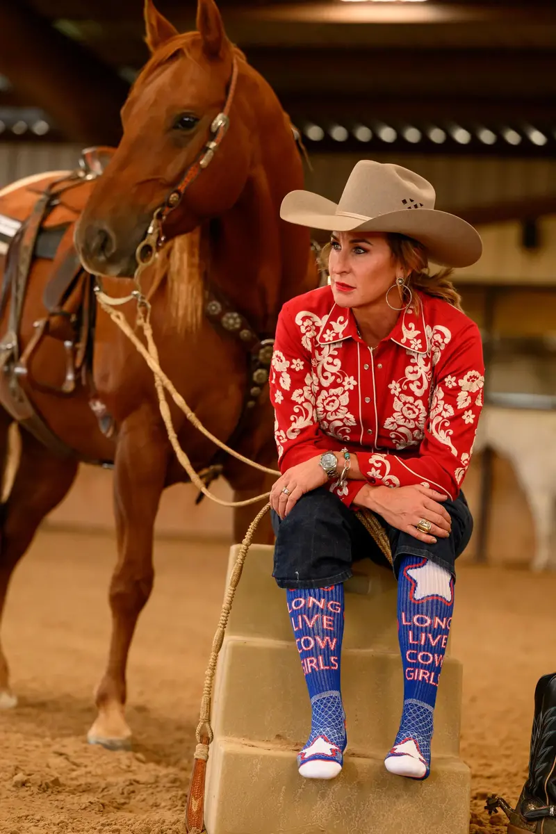 Lucky Chuck Long Live Cowgirls Red/Blue Performance Socks - 12178 1