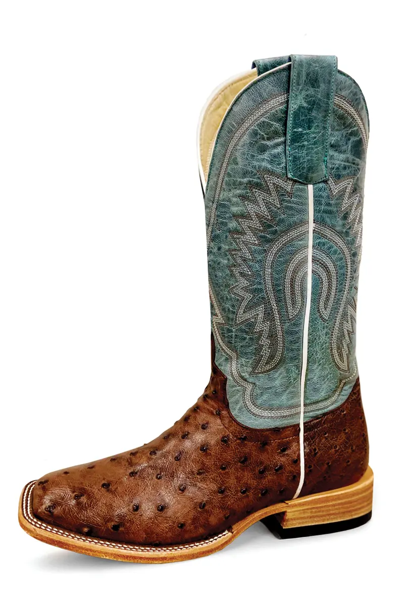 Macie Bean Kango Tobac Full Quill Ostrich With 12" Vail Sky Blue - M2032 1