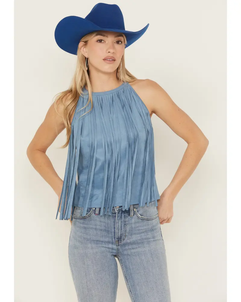Madie Faux Suede Fringe Tank 1