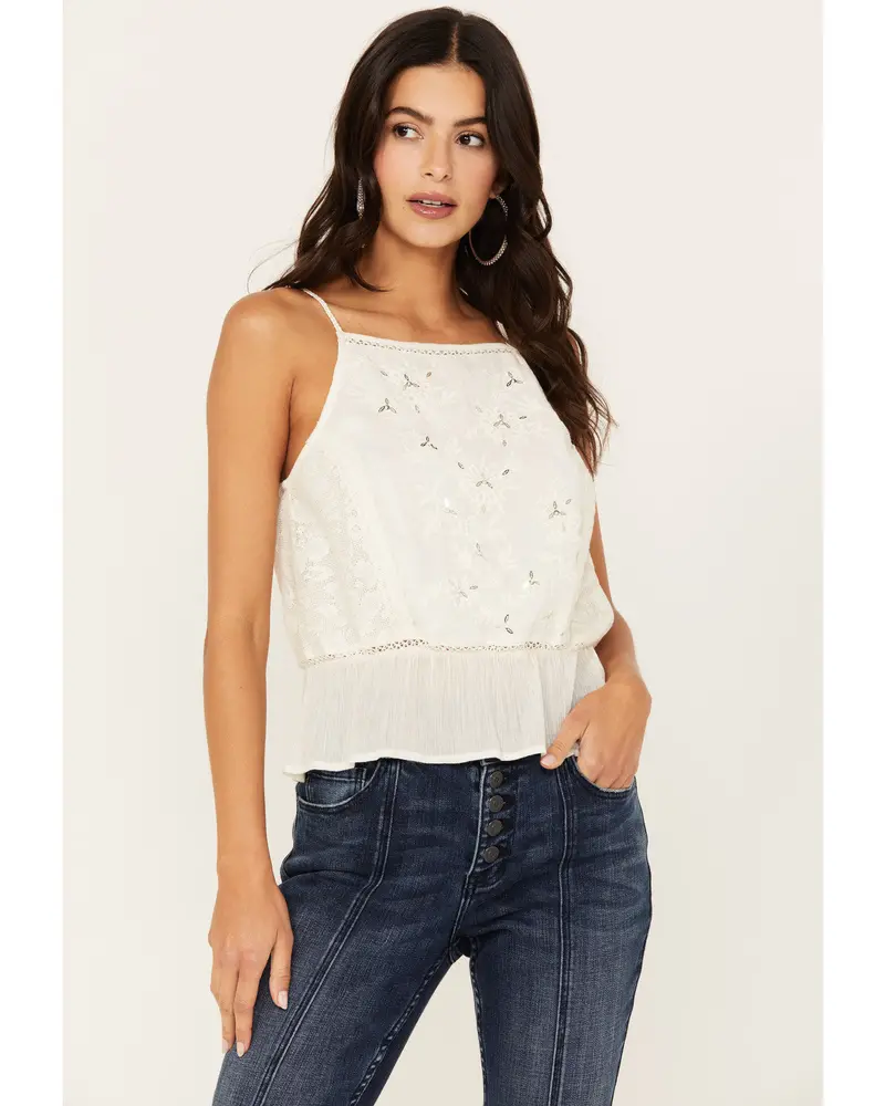 Magda Embroidered Peplum Tank 1
