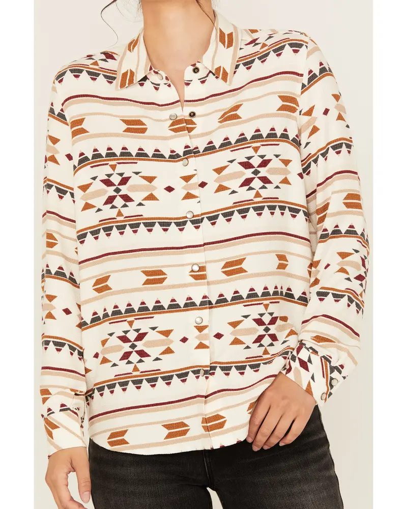 Maplegrove Featherlight Southwestern Print Long Sleeve Pearl Snap Western Shirt 4