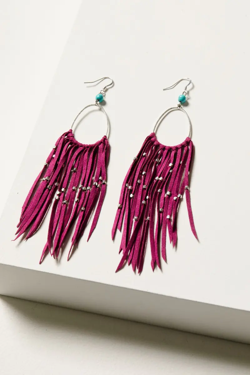Marcella Fuchsia Fringe Earrings 1