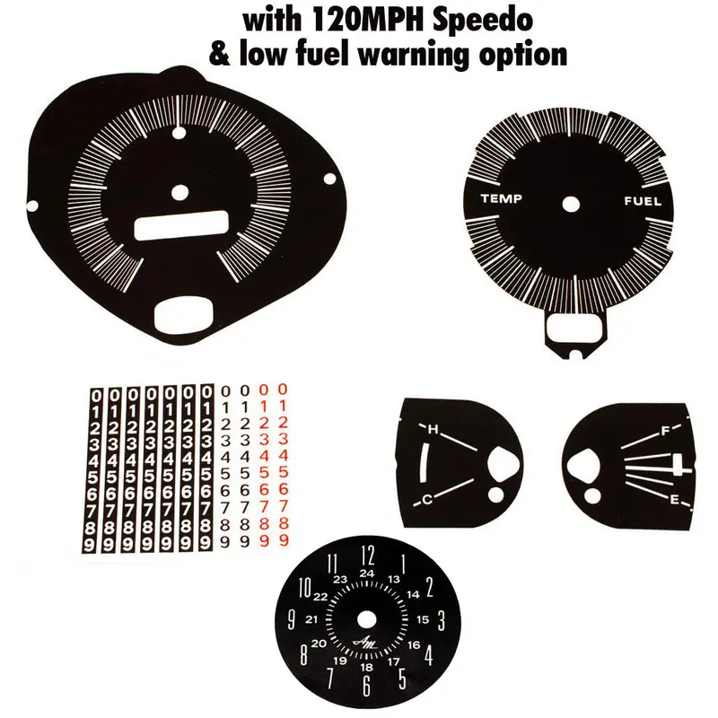 Master Dash Decal Kit, 1970 Amc Amx, Javelin W/120 Speedometer & Low Fuel Warning Option 1