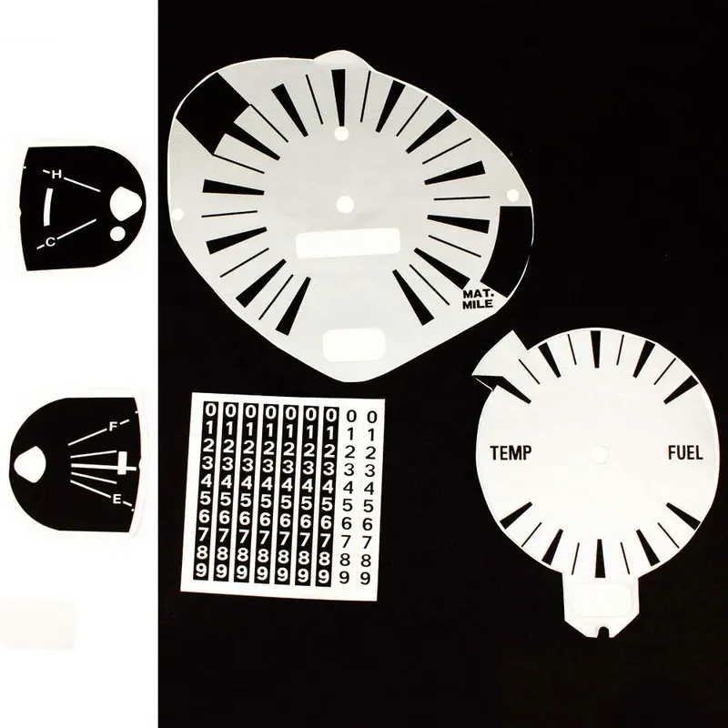 Master Dash Decal Kit, 1971-73 Amc Matador W/120 Mph Speedo & Low Fuel Warning Option 1