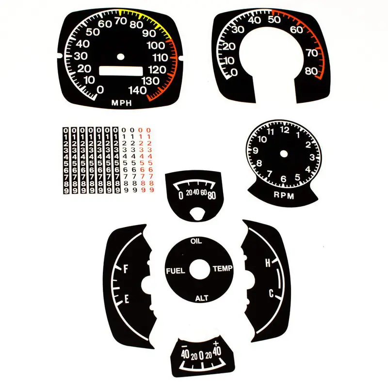 Master Dash Decal Kit, 1971-74 Amc Javelin, Javelin Amx With 140 Speedo & 8,000 Rpm Tach 1