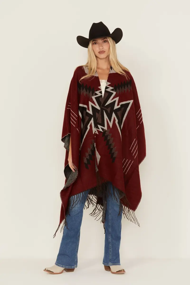 Mcdowell Southwestern Print Reversible Fringe Shawl 1