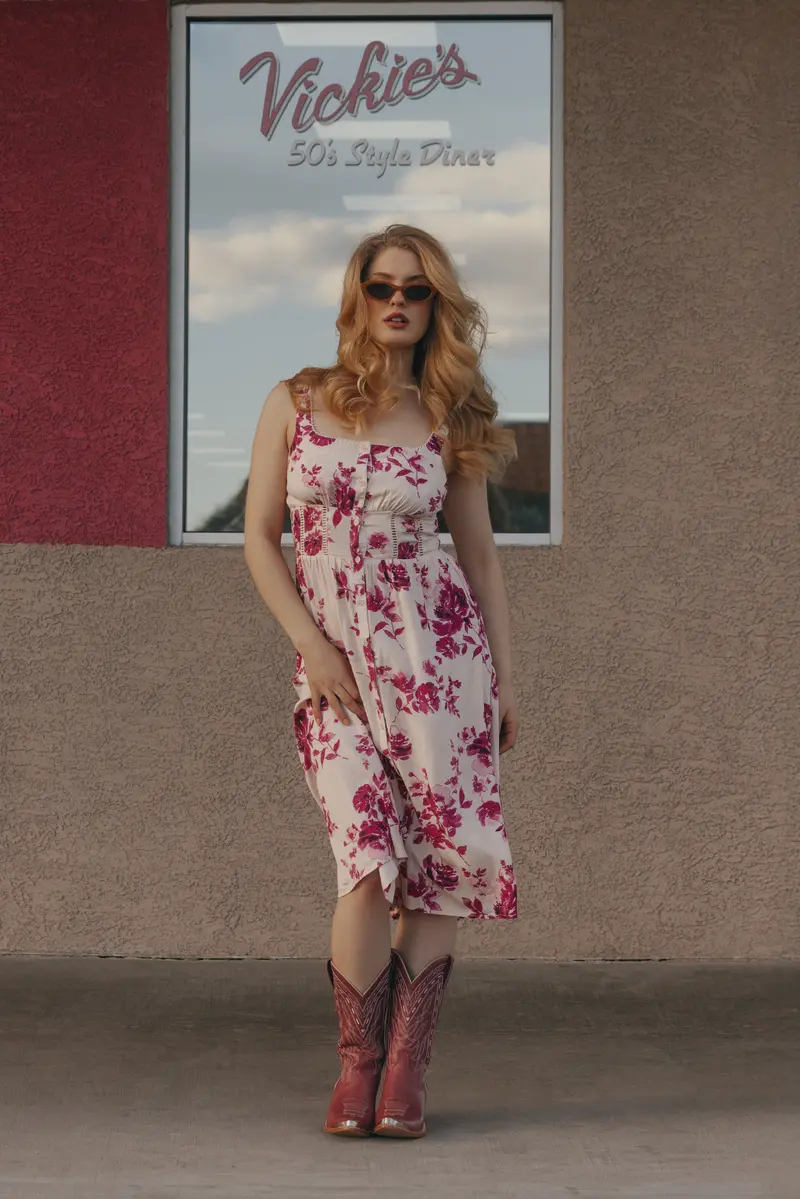 Meadow Floral Print Button Front Midi Dress 1
