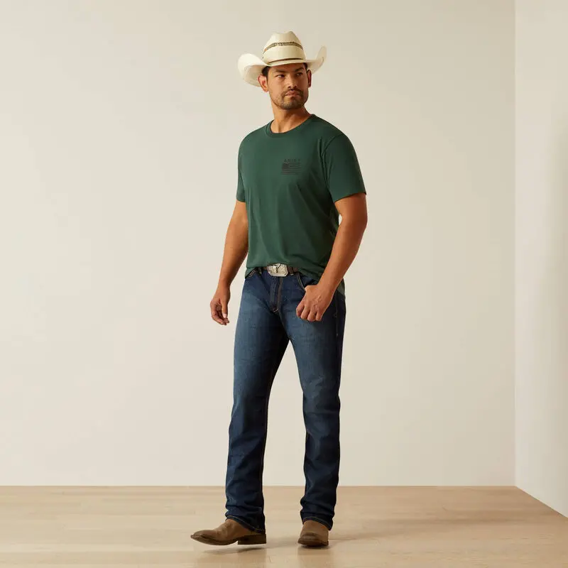 Men'a Ariat Rustic Wood Flag T-Shirt - 10058890 1