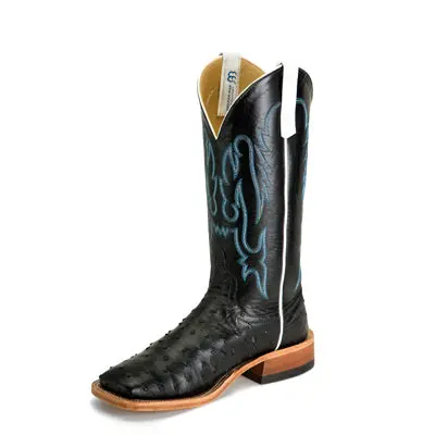 Men's Anderson Bean Black Full Quill Ostrich With 13" Black Kidskin Tops - S3015 1