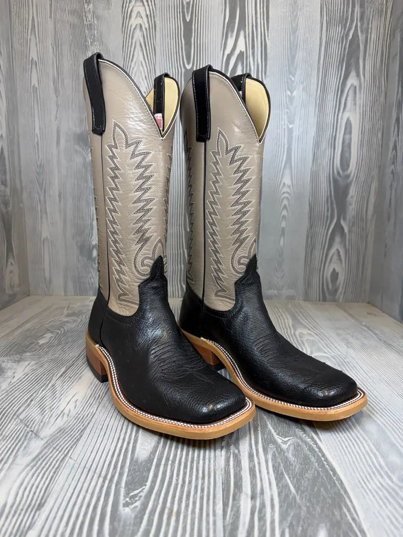 Men's Anderson Bean Black Smooth Ostrich With 13" Winter Taupe Kidskin Tops - Style 216 1