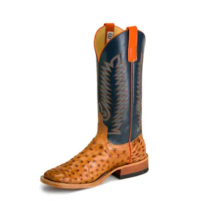 Men's Anderson Bean Brandy Bruciato Full Quill Ostrich With 13” Burnished Navy Calf Tops - S3016 1