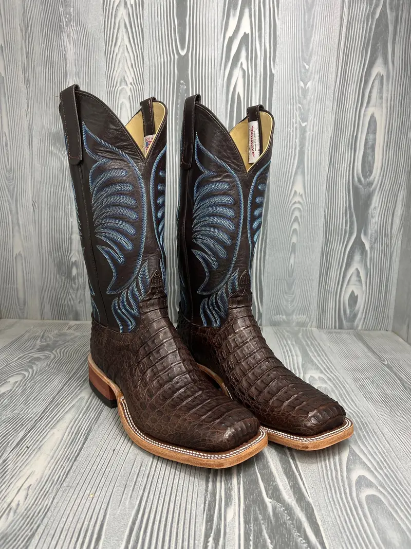 Men's Anderson Bean Brown Lux Hornback Caiman With 13" Puma Kidskin Tops - Style 161 1