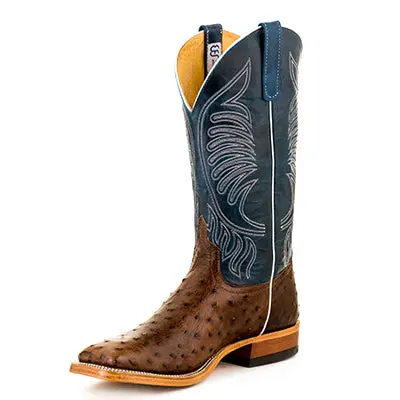 Men's Anderson Bean Kango Tabac Mad Dog Full Quill Ostrich With 13" Teal Faint Goat Tops - S3004 1
