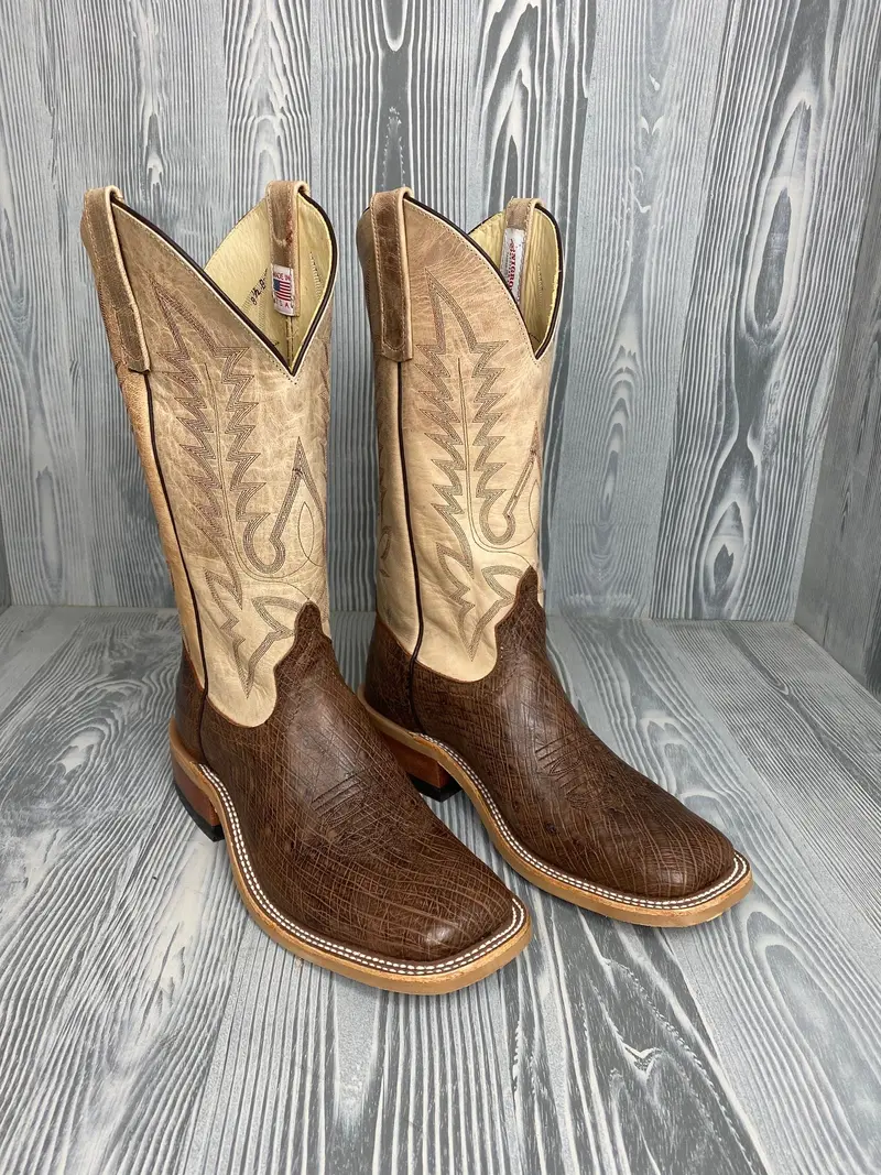 Men's Anderson Bean Kango Tobac Bruciato Smooth Ostrich With 13" Ivory Mad Dog Tops - Style 154 1