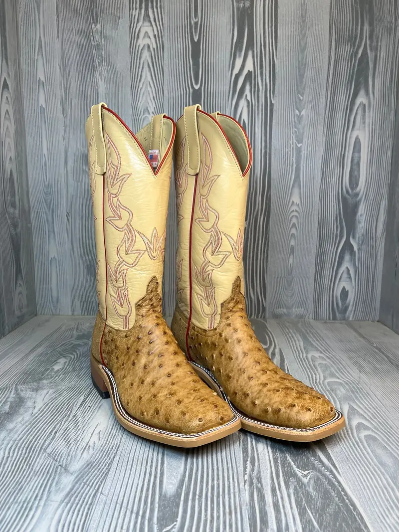 Men's Anderson Bean Umber Brucaito Full Quill Ostrich With 13" Dromedary Kidskin Tops - Style # 209 1