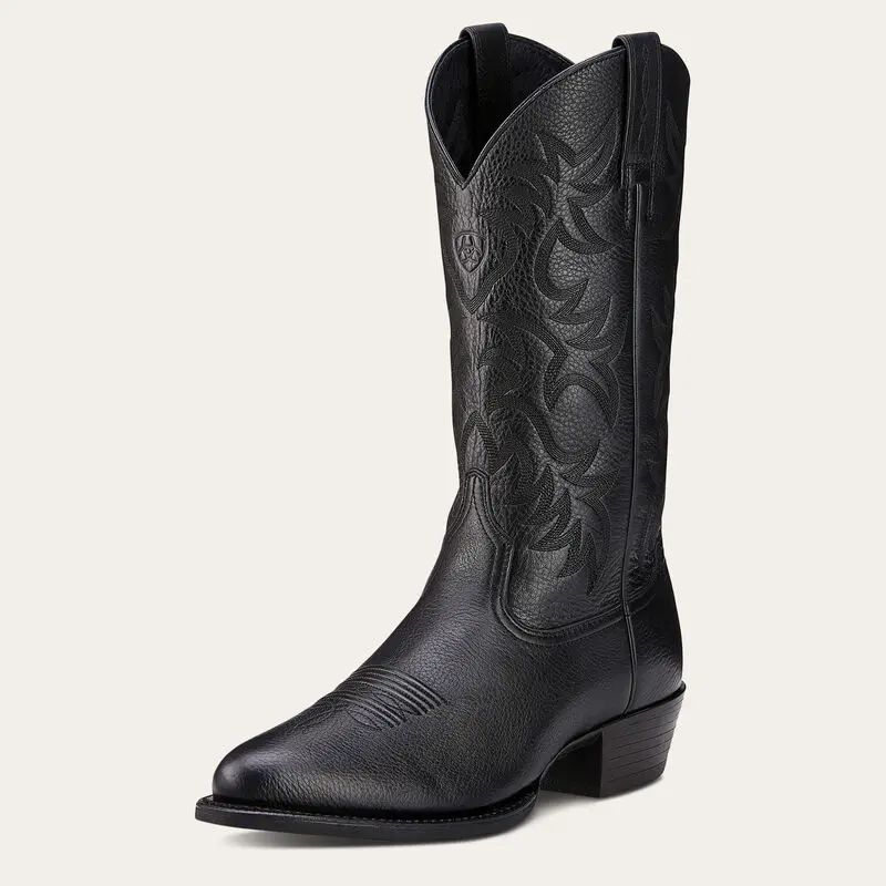 Men's Ariat Black Deer Tan Heritage R Toe - 10002218 1