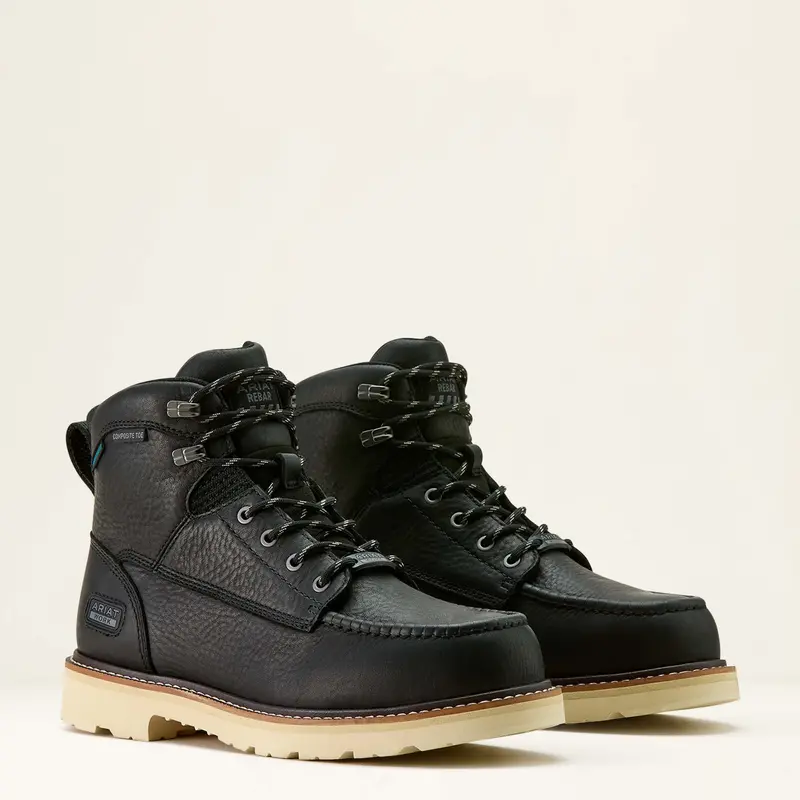 Men's Ariat Black Rebar Lift 6" Waterproof Composite Toe Work Boot - 10063920 1