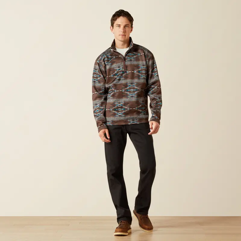 Men's Ariat Caldwell Logo 1/4 Zip Sweater - 10062620 1